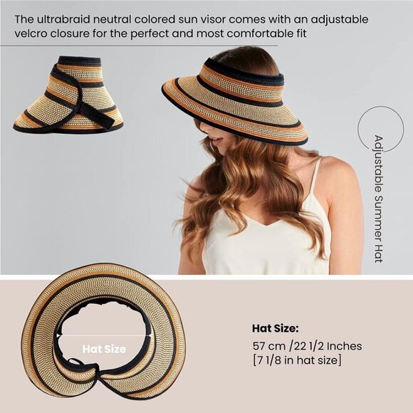 Women\'s Ultrabraid Visor with Ribbon Trim UPF 50 Adjustable Sun Hat main image 4